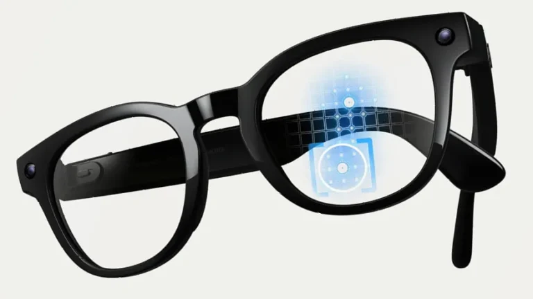 Ray-Ban Meta Wayfarer Gen 2 smart glasses with Meta AI camera lens close up