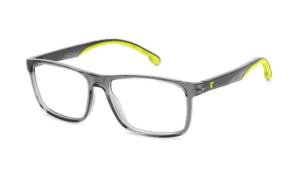 Carrera 2046T Glasses in a grey frame with yellow accents on the arms